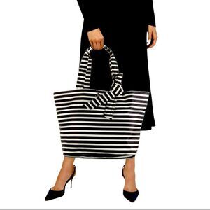 KATE SPADE NEW YORKBarbara Flatiron Nylon Bag Black White Stripe
